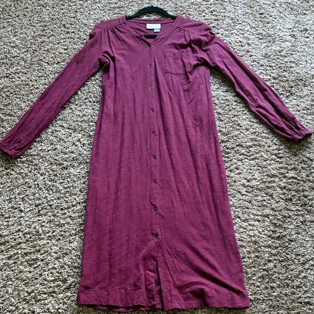 Anthropologie maroon Long Sleeve Button-Up Dress